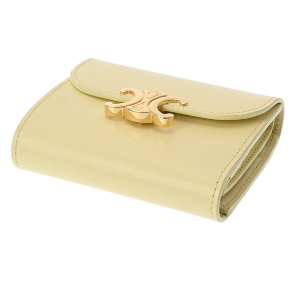 Celine Calfskin Bi fold Wallet Triomphe Yellow - Picture 3 of 12